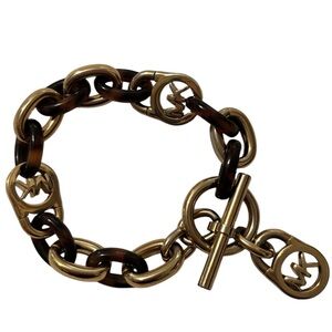 Michael Kors gold tone and tortoise-look toggle bracelet